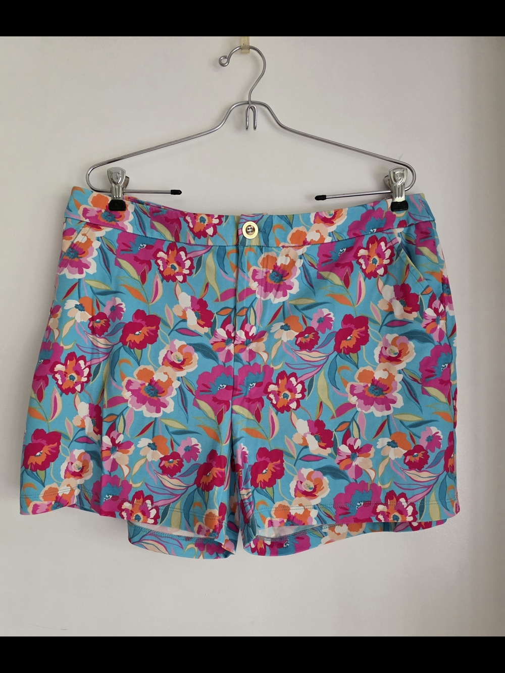 Bright Floral Shorts in Aqua and Hot Pink L or M Available - Picture 1 of 8